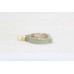 Jade Pendant Solid Gold Loop Flat Cut Polki Diamond & Crystal Silver Wire B466